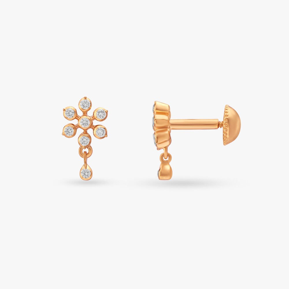 Floral Diamond Drop Earrings