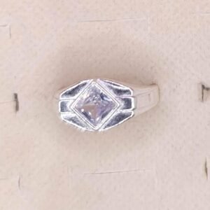 Silver Princess Cut Cubic Zirconia Statement Ring (3.43g)