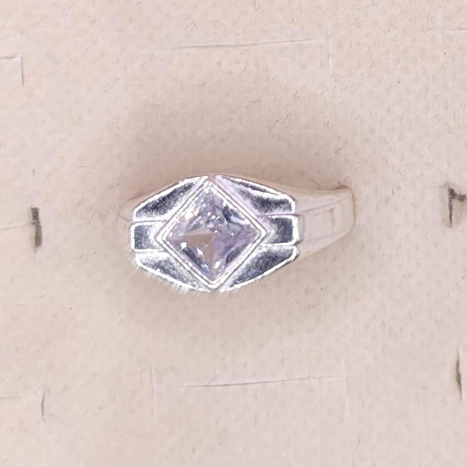 Silver Princess Cut Cubic Zirconia Statement Ring (3.43g)